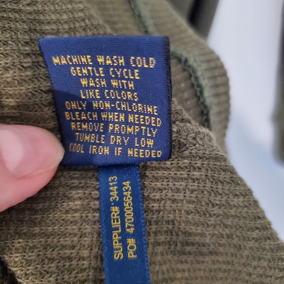 Polo Ralph Lauren Army Green Thermal Knit Midi Maxi Dress, Sz XL - Picture 6 of 9